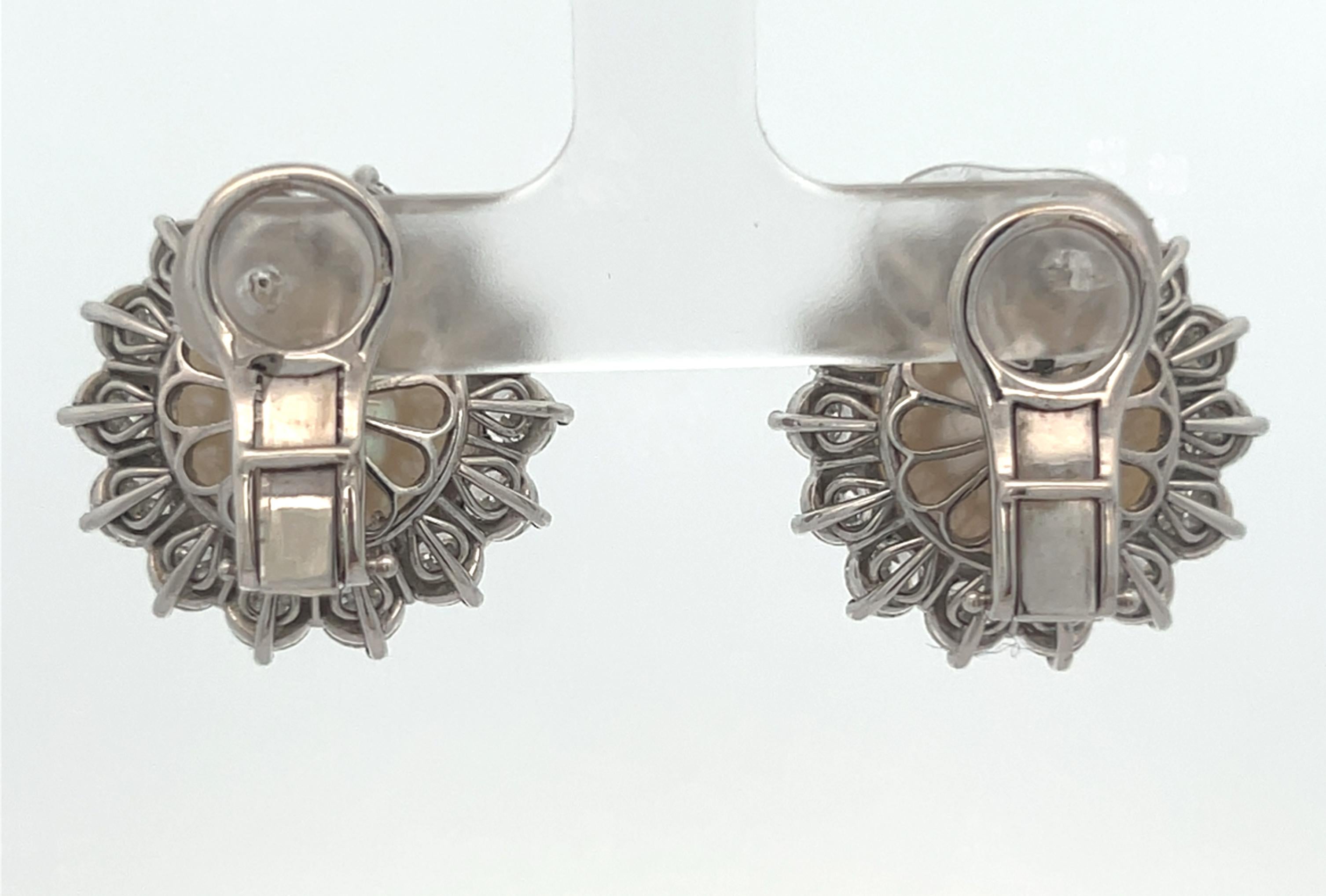 Pearl and Diamond Earrings For Sale 6