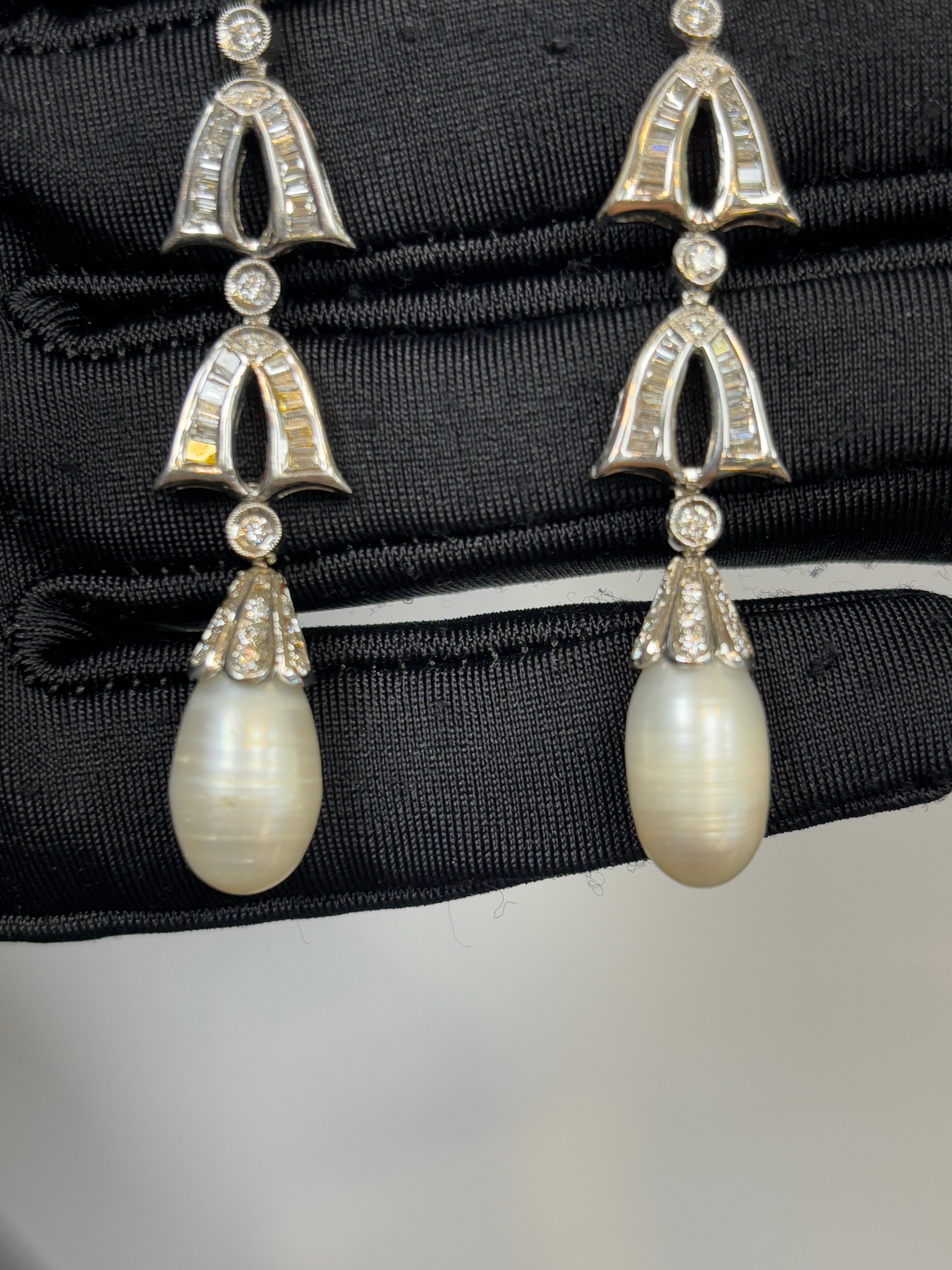 Taglio misto Orecchini di perle e diamanti in vendita