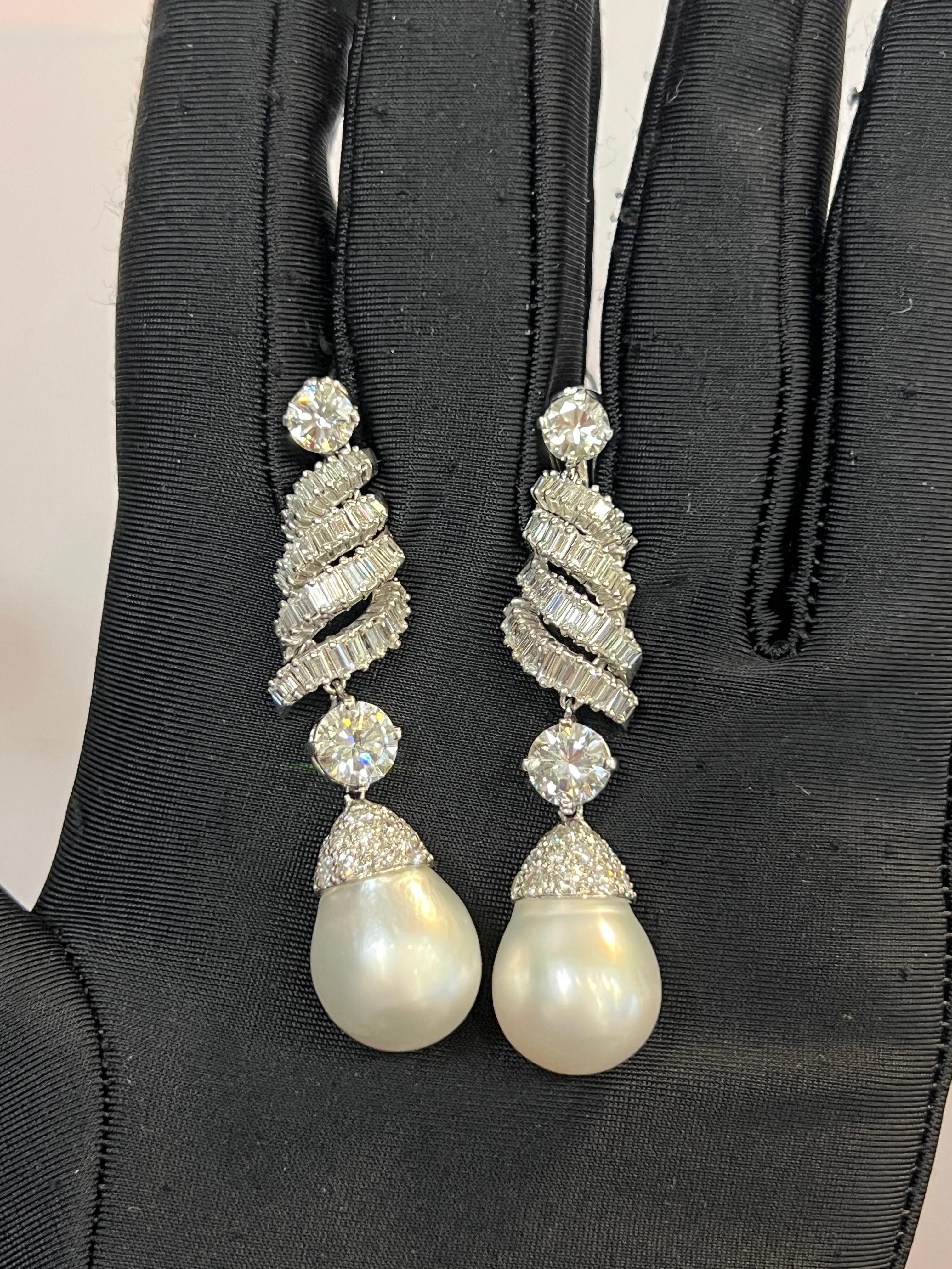 Mixed Cut Pearl and Diamond Earrings For Sale