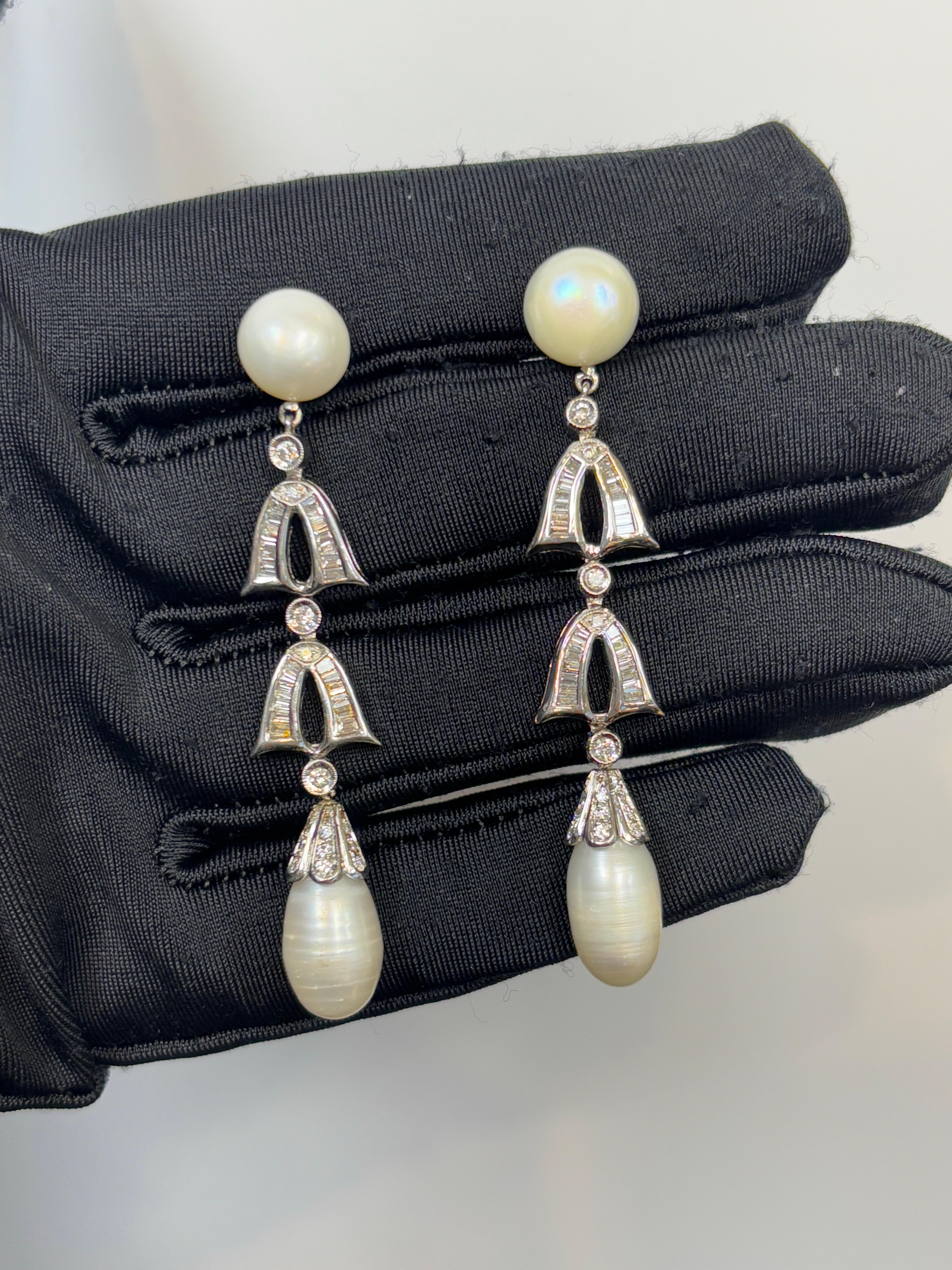 Orecchini di perle e diamanti In condizioni ottime in vendita a New York, NY