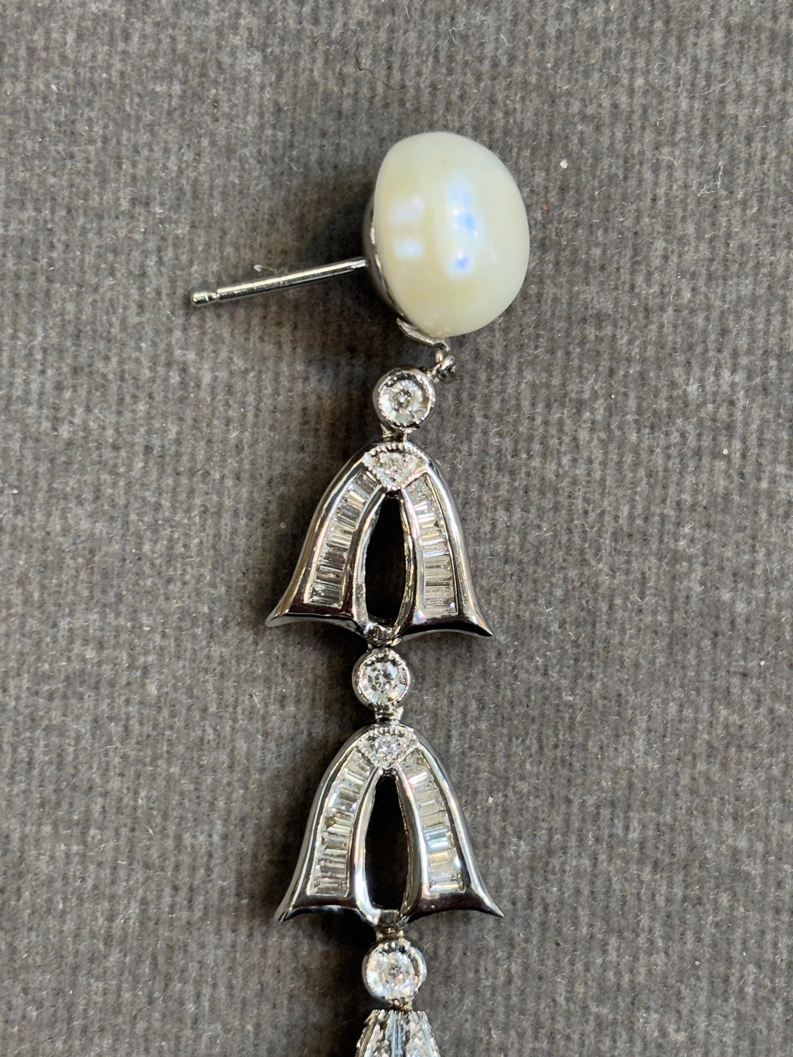 Donna Orecchini di perle e diamanti in vendita