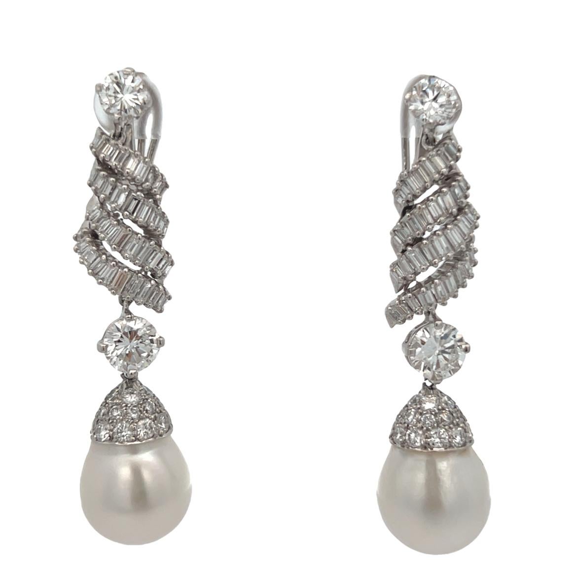 Women's Pearl and Diamond Earrings For Sale