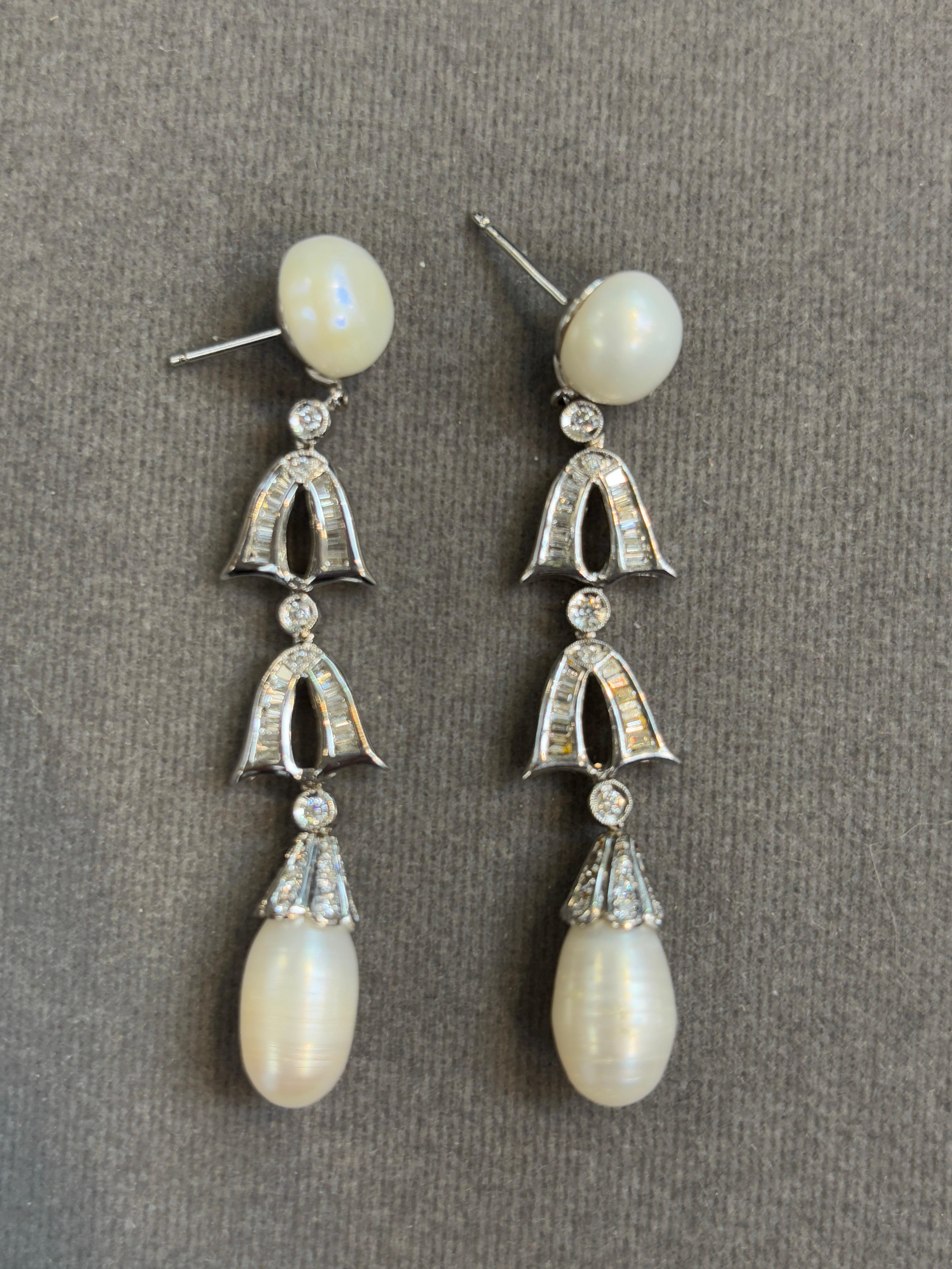 Orecchini di perle e diamanti in vendita 1