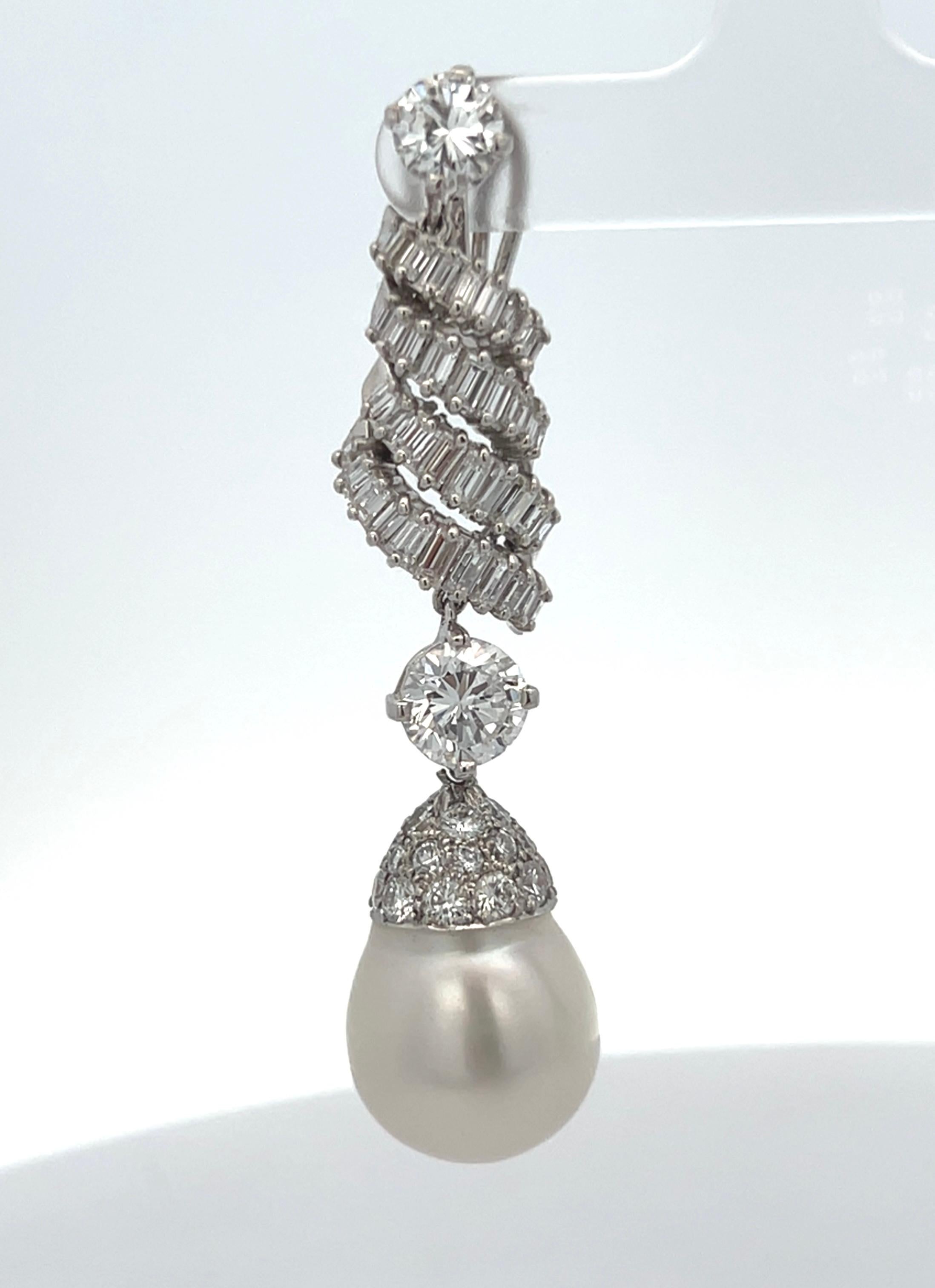 Pearl and Diamond Earrings For Sale 2