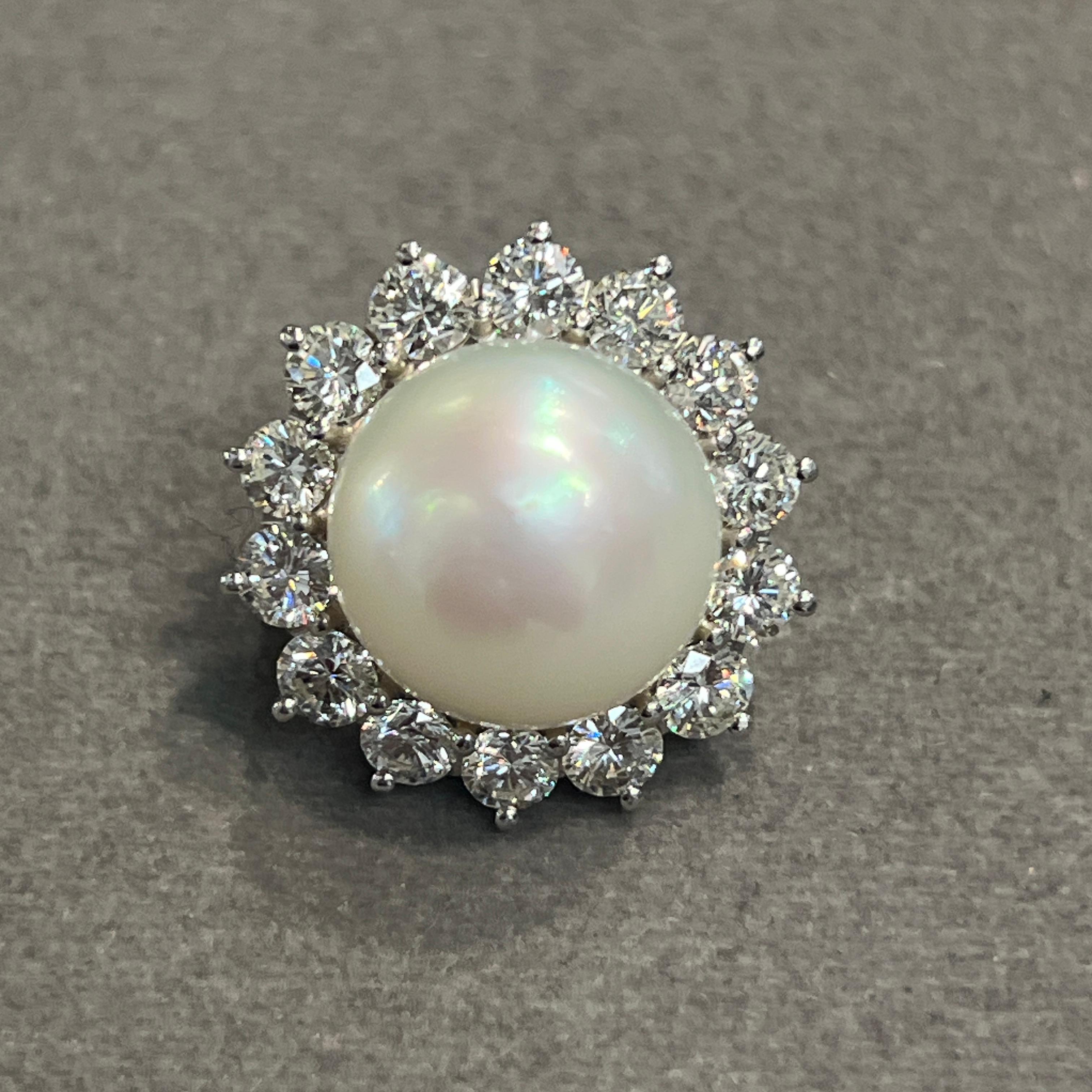 Pearl and Diamond Earrings For Sale 2