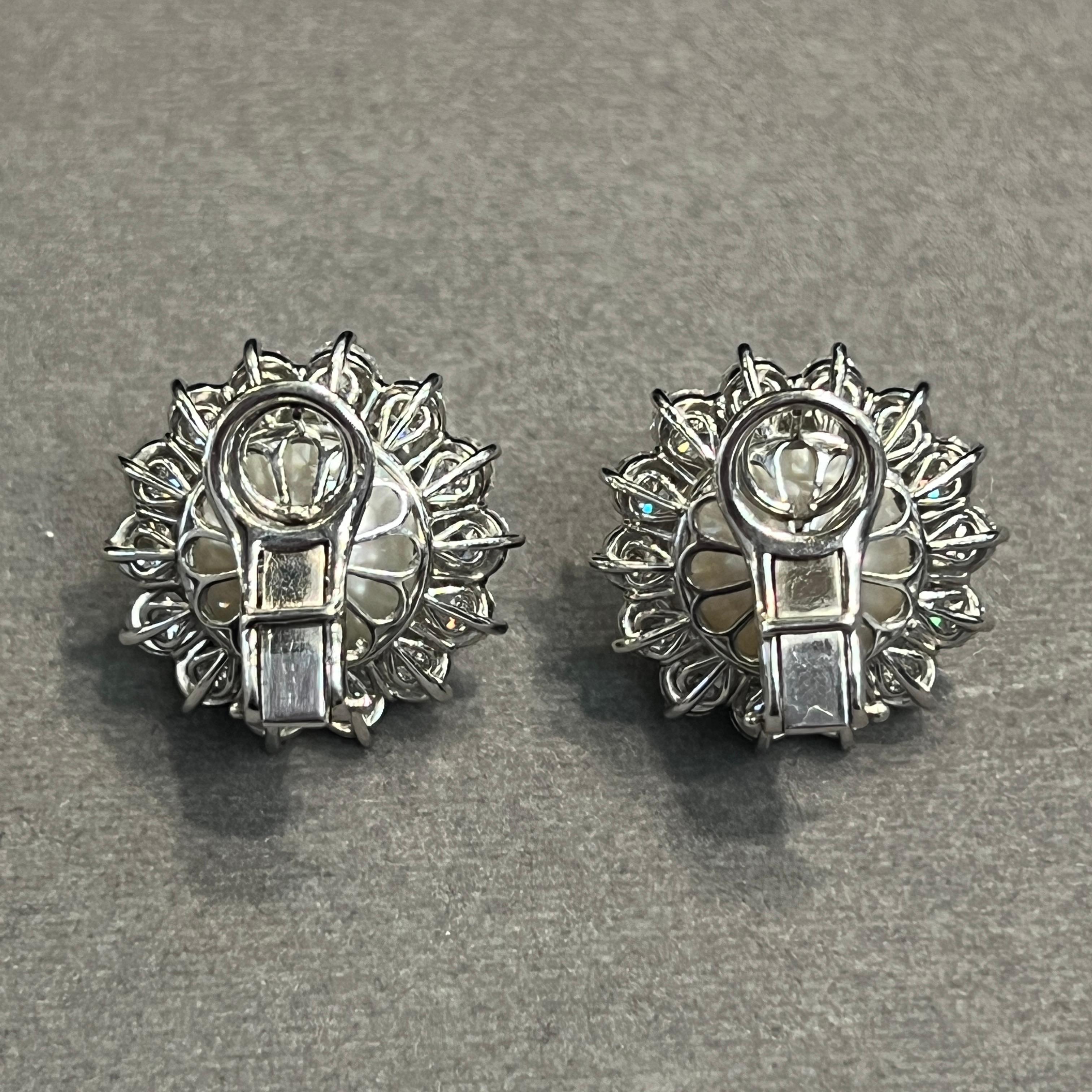Pearl and Diamond Earrings For Sale 3