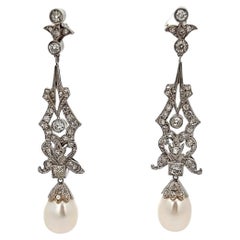 Perlen- und Diamant-Ohrringe