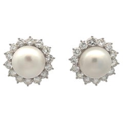 Boucles d'oreilles en perles et diamants