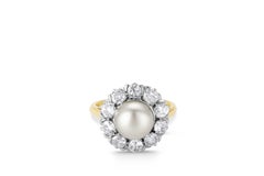 Pearl and Diamond Edwardian Gold Solitaire Ring Estate Fine Jewelry