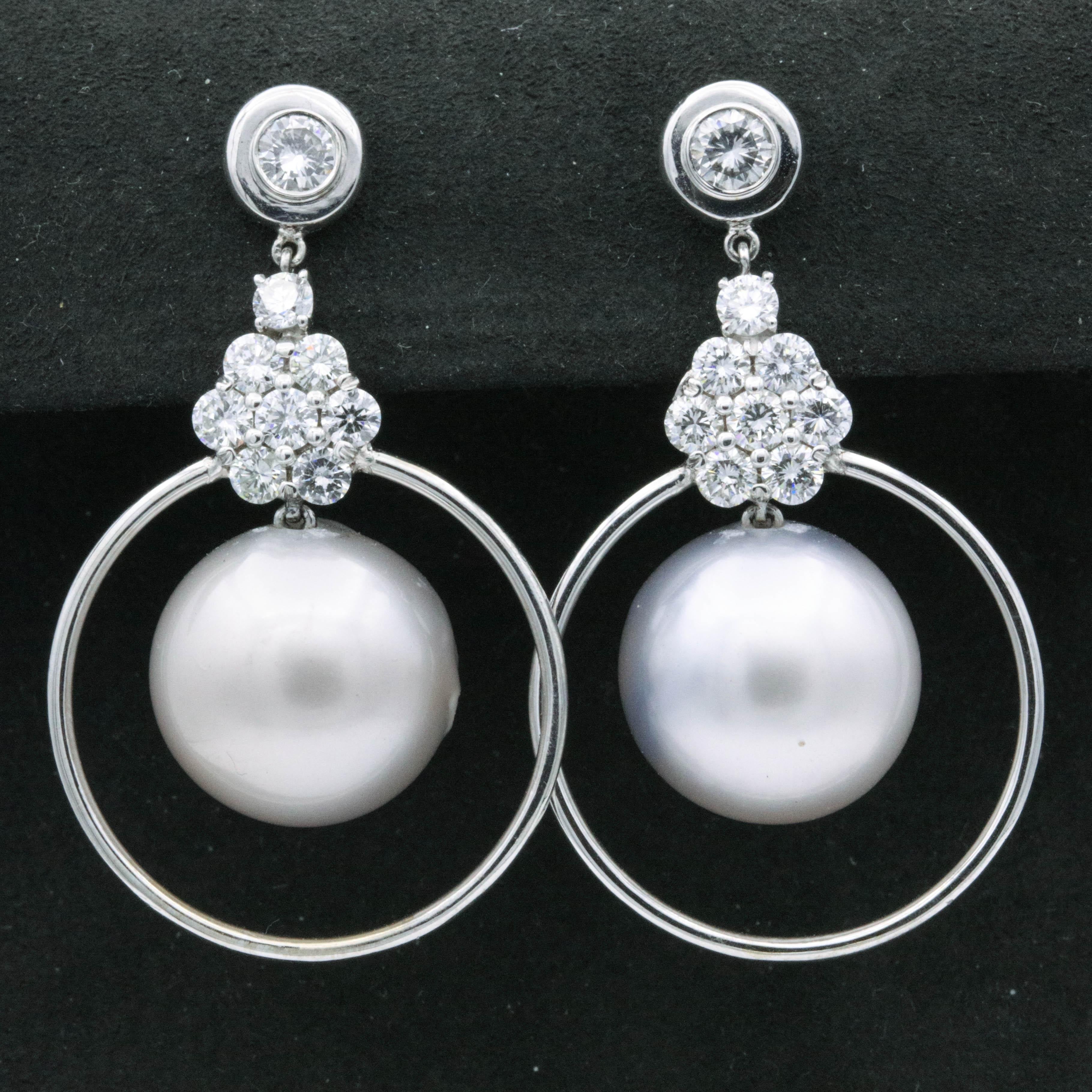 pearl halo hoop earrings