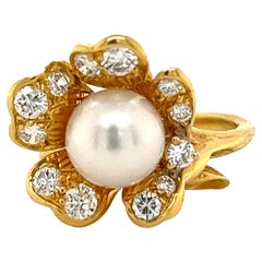 Pearl and Diamond Flower Ring