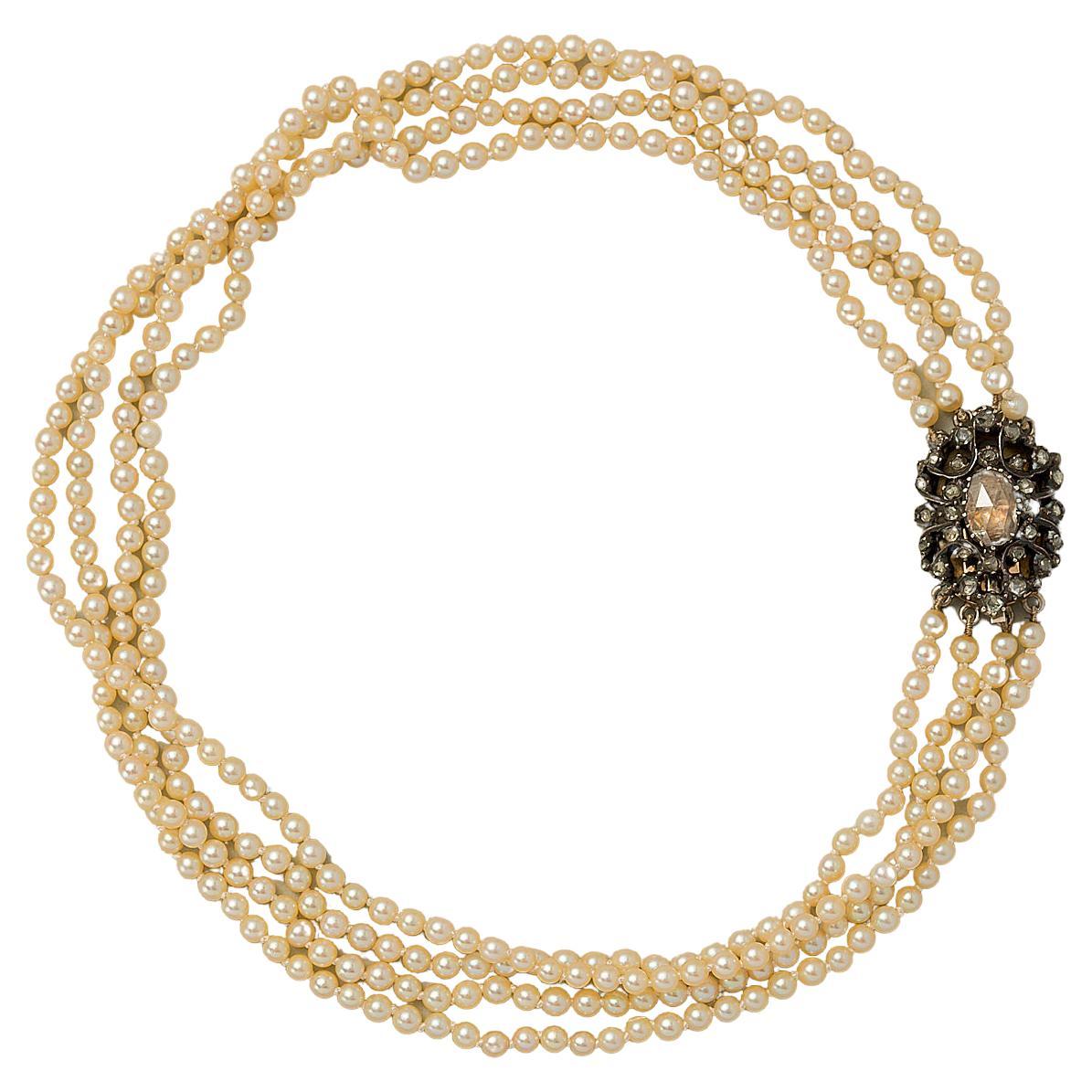 Pearl and Diamond Gold Necklace