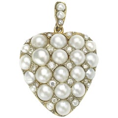 Pearl and Diamond Heart Pendant