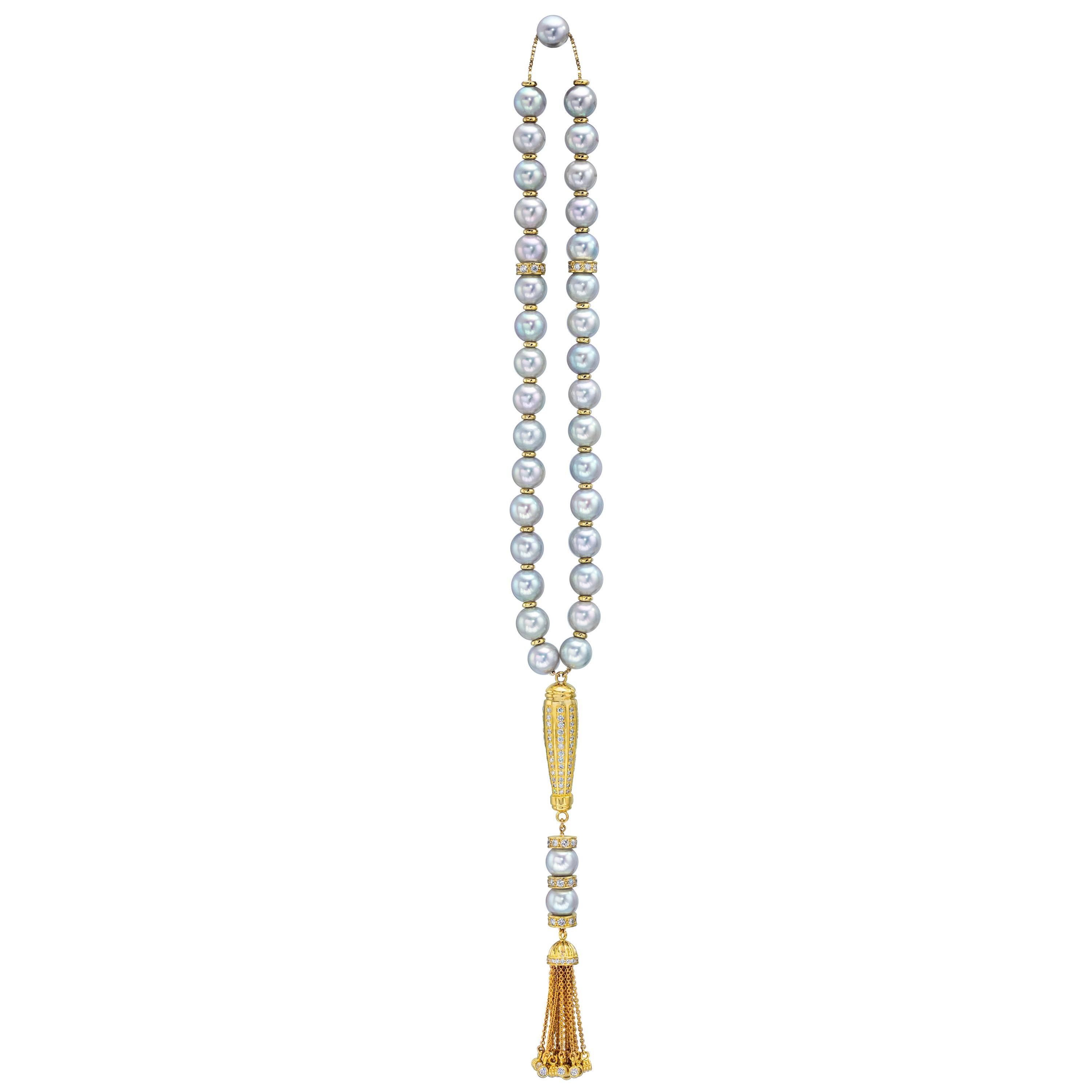 Pearl and Diamond Masbaha Prayer Beads For Sale
