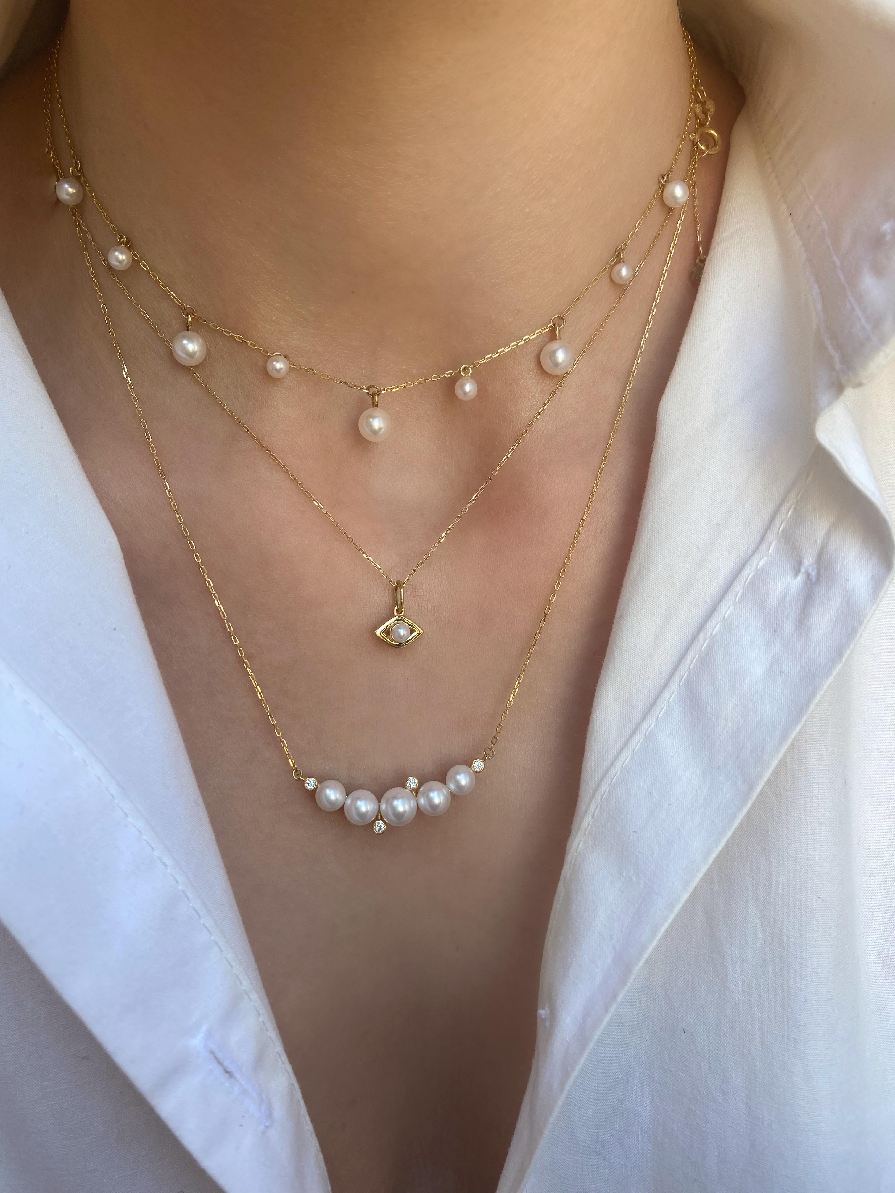 Femenino o masculino Collar de perlas y diamantes, oro de 18 quilates, por Michelle Massoura en venta