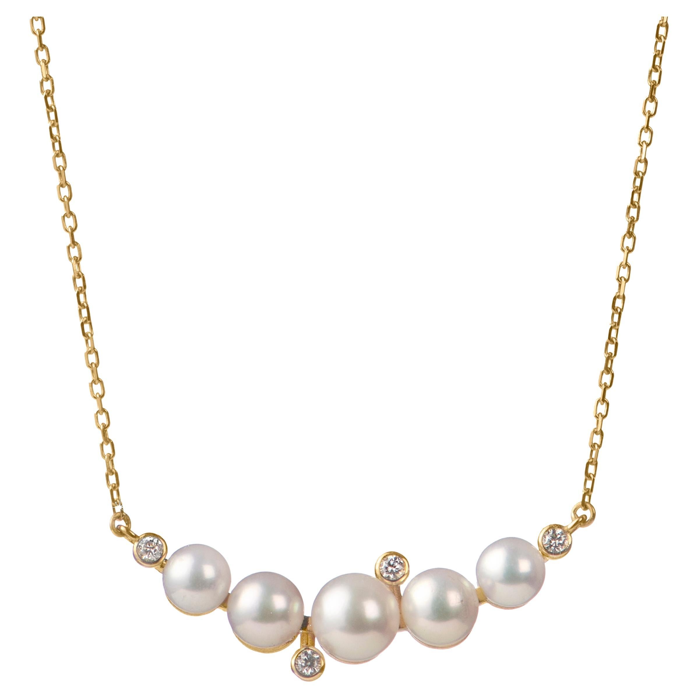 Pearl and diamond necklace, 18k Gold by Michelle Massoura