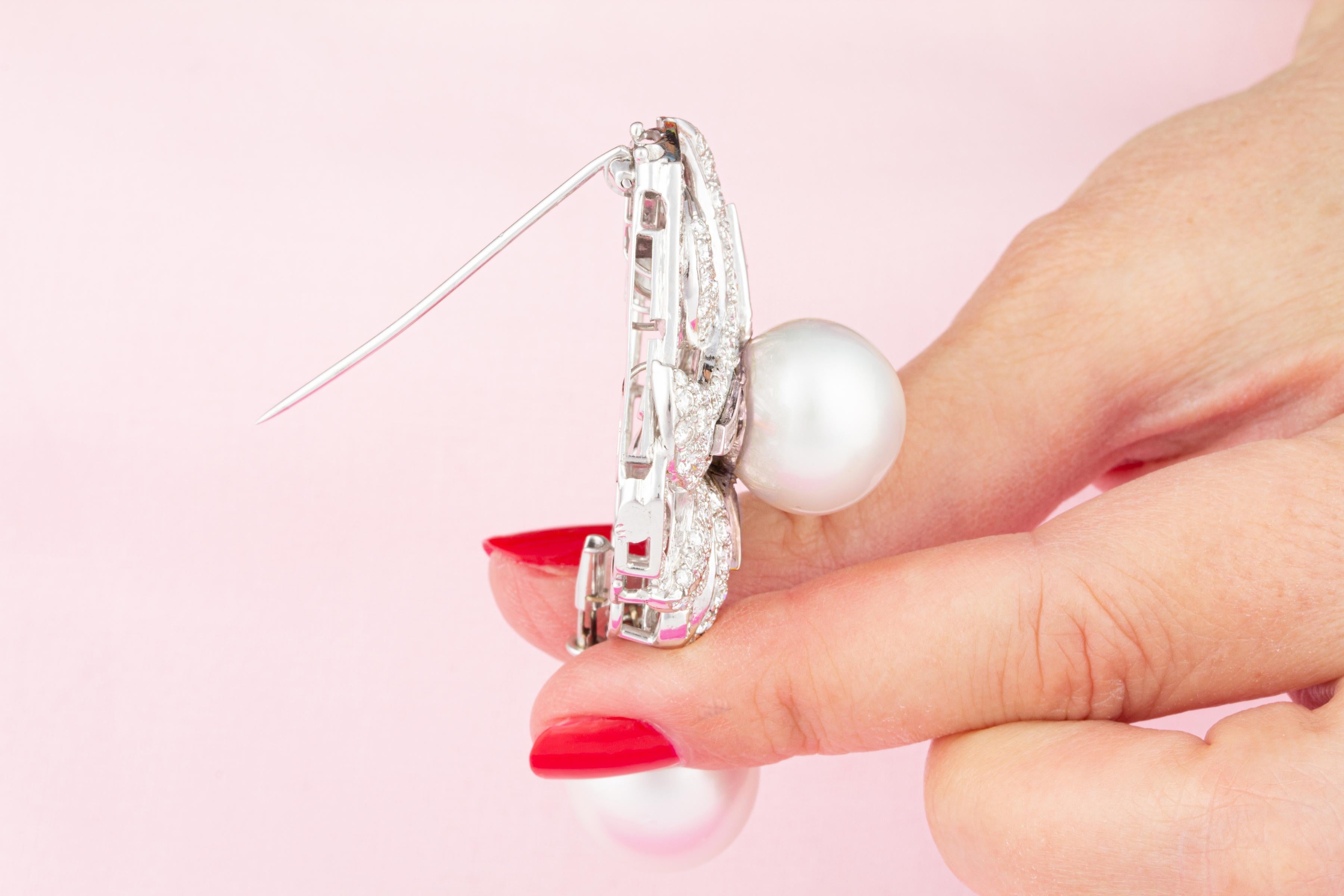 Collana di perle e diamanti in stile Art Déco di Ella Gafter in vendita 4