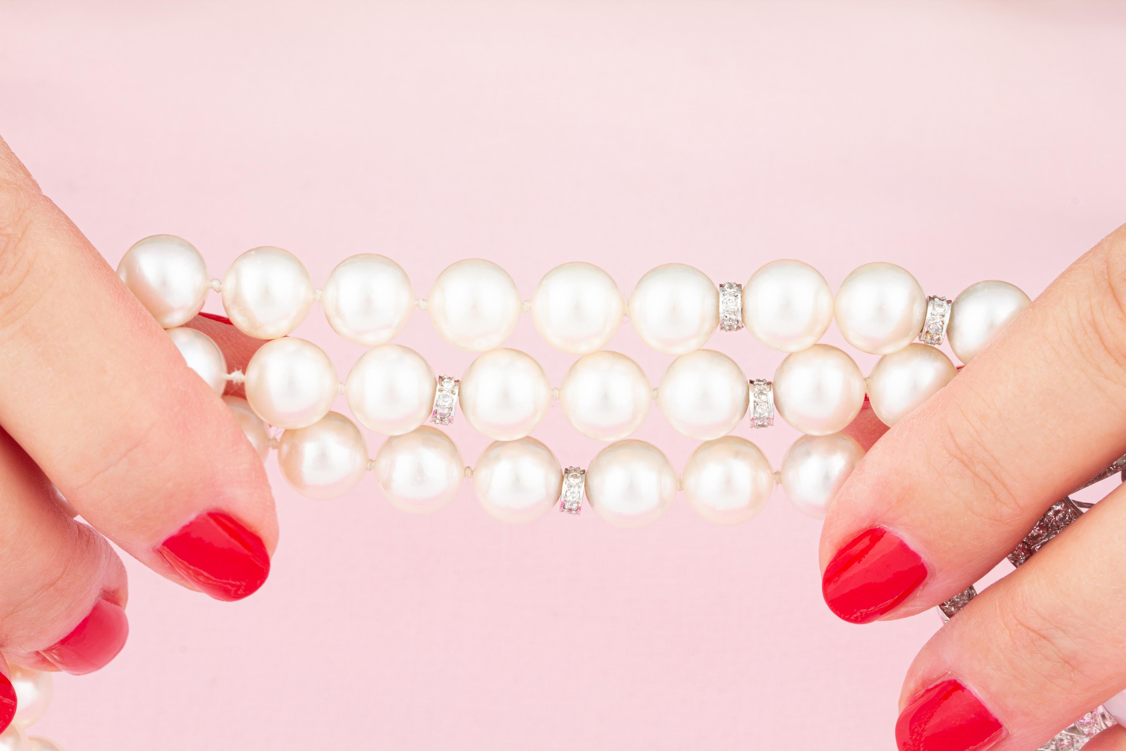 Collana di perle e diamanti in stile Art Déco di Ella Gafter in vendita 2
