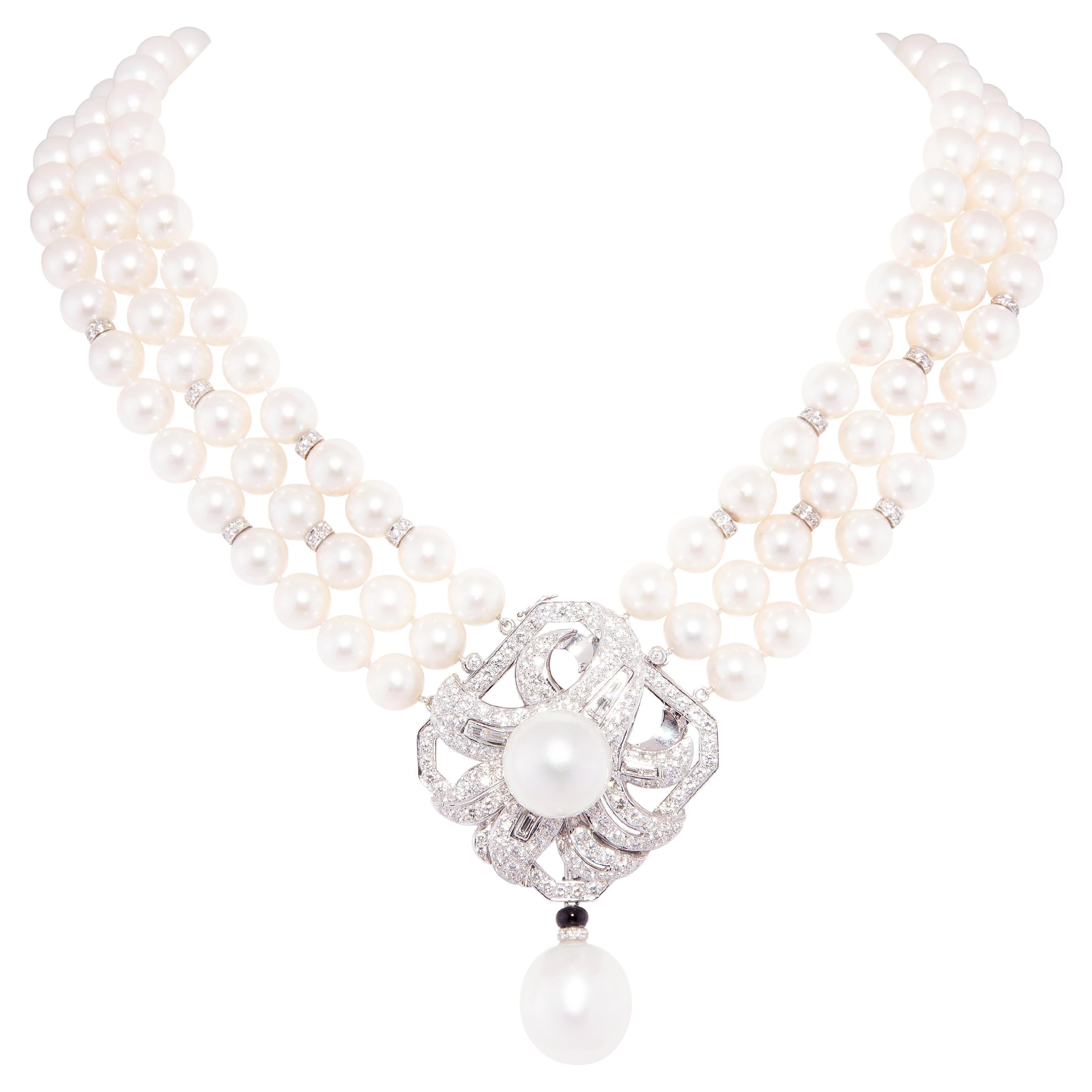 Collana di perle e diamanti in stile Art Déco di Ella Gafter