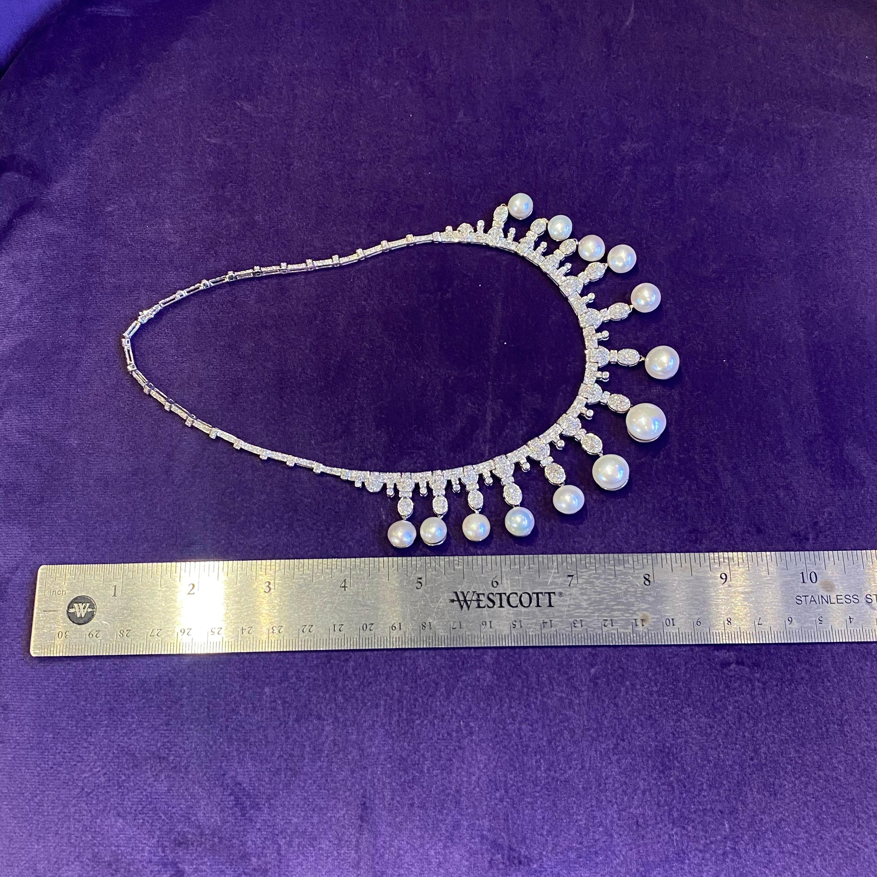 Pearl and Diamond Necklace For Sale 5