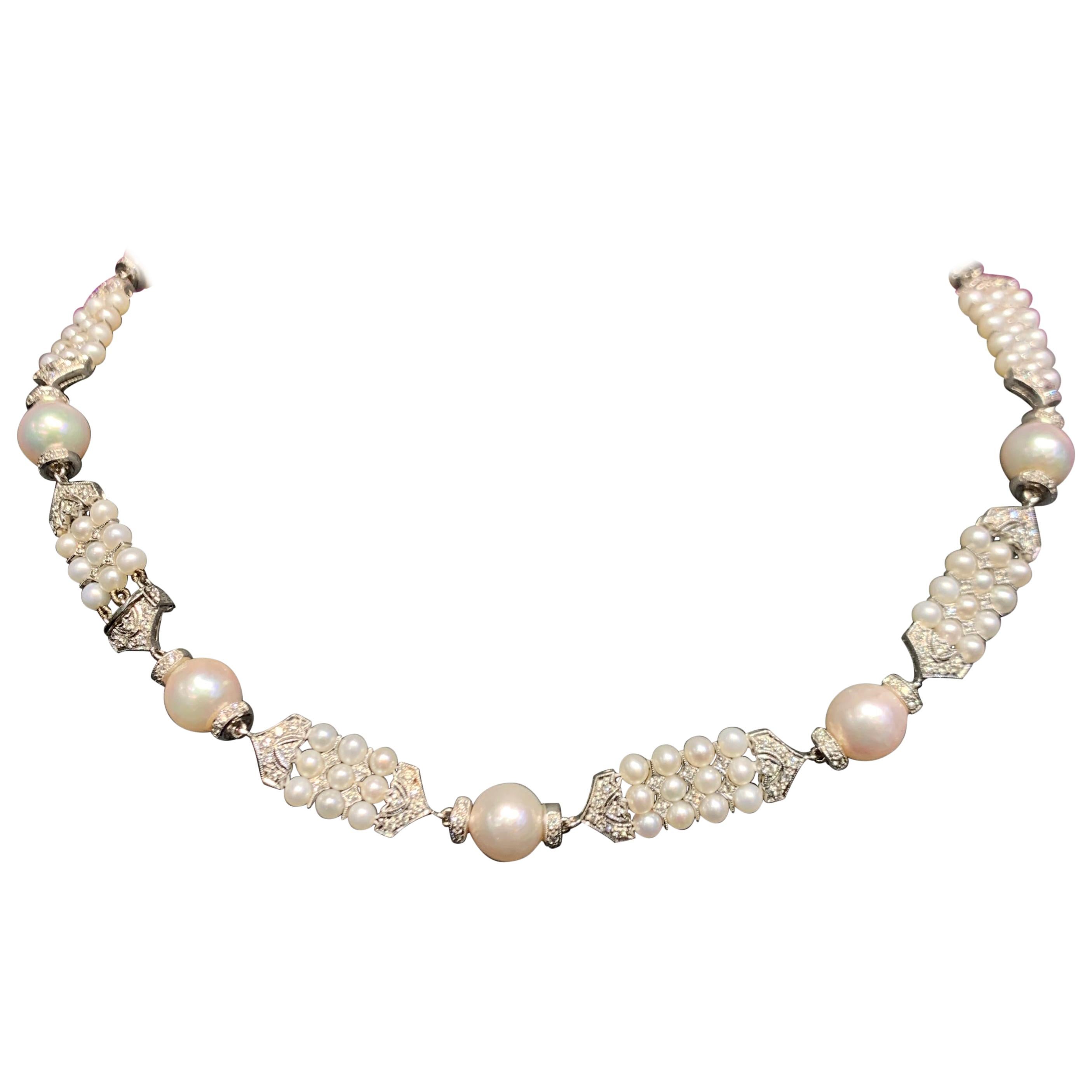 Pearl and Diamond Necklace