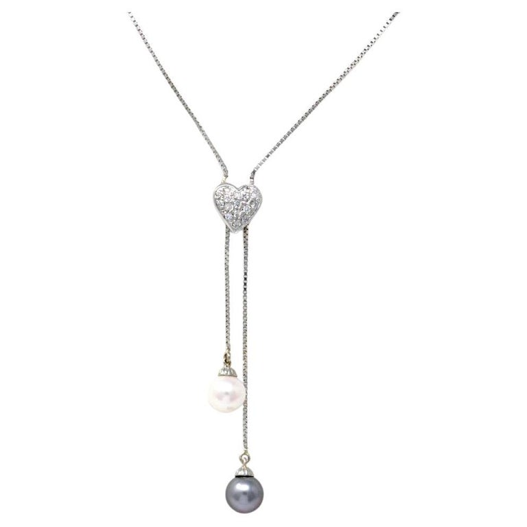 Pearl and Diamond Necklace For Sale at 1stDibs