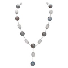 Pearl and Diamond Necklace in 18k White Gold