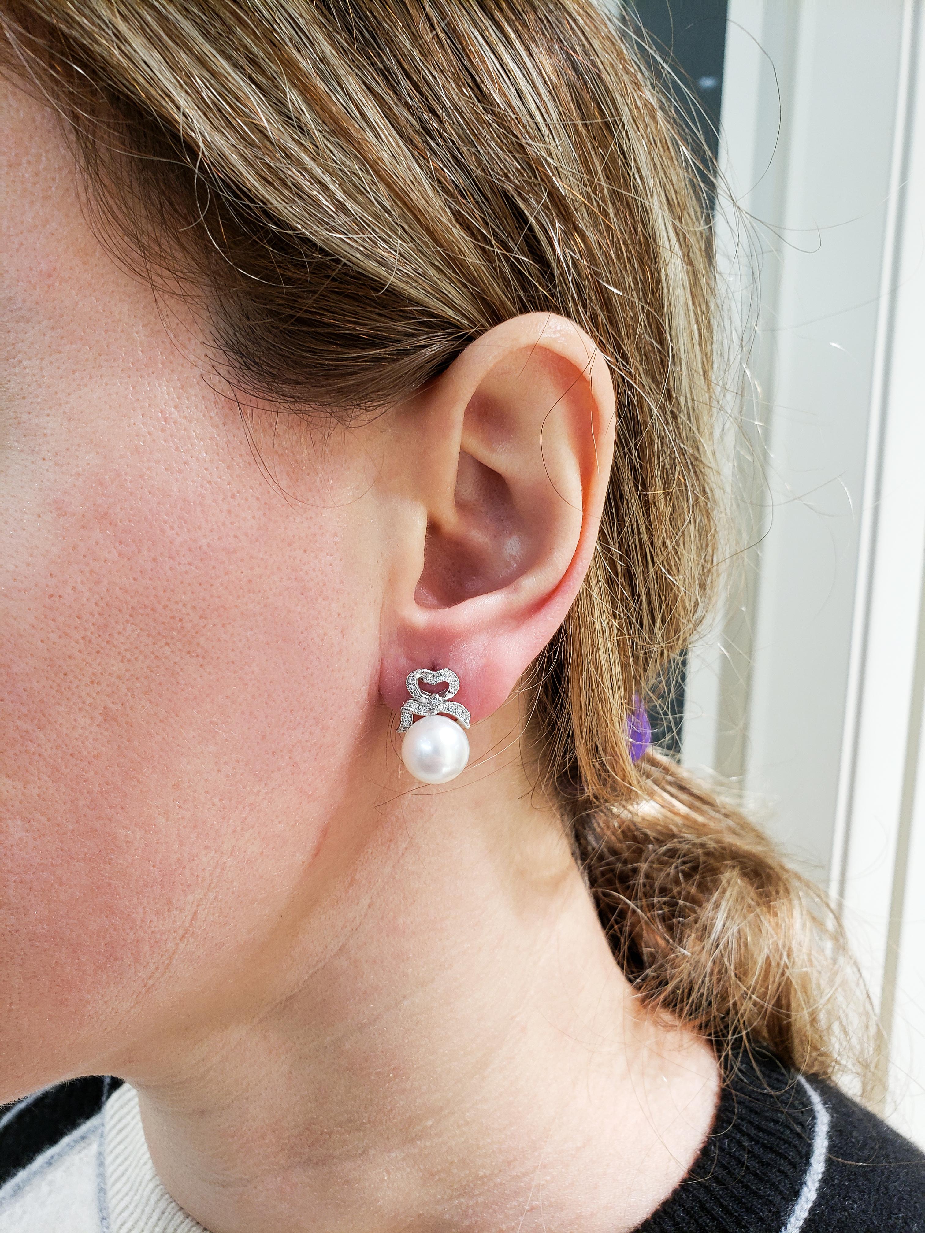 Pearl and Diamond Omega Clip Earrings 1