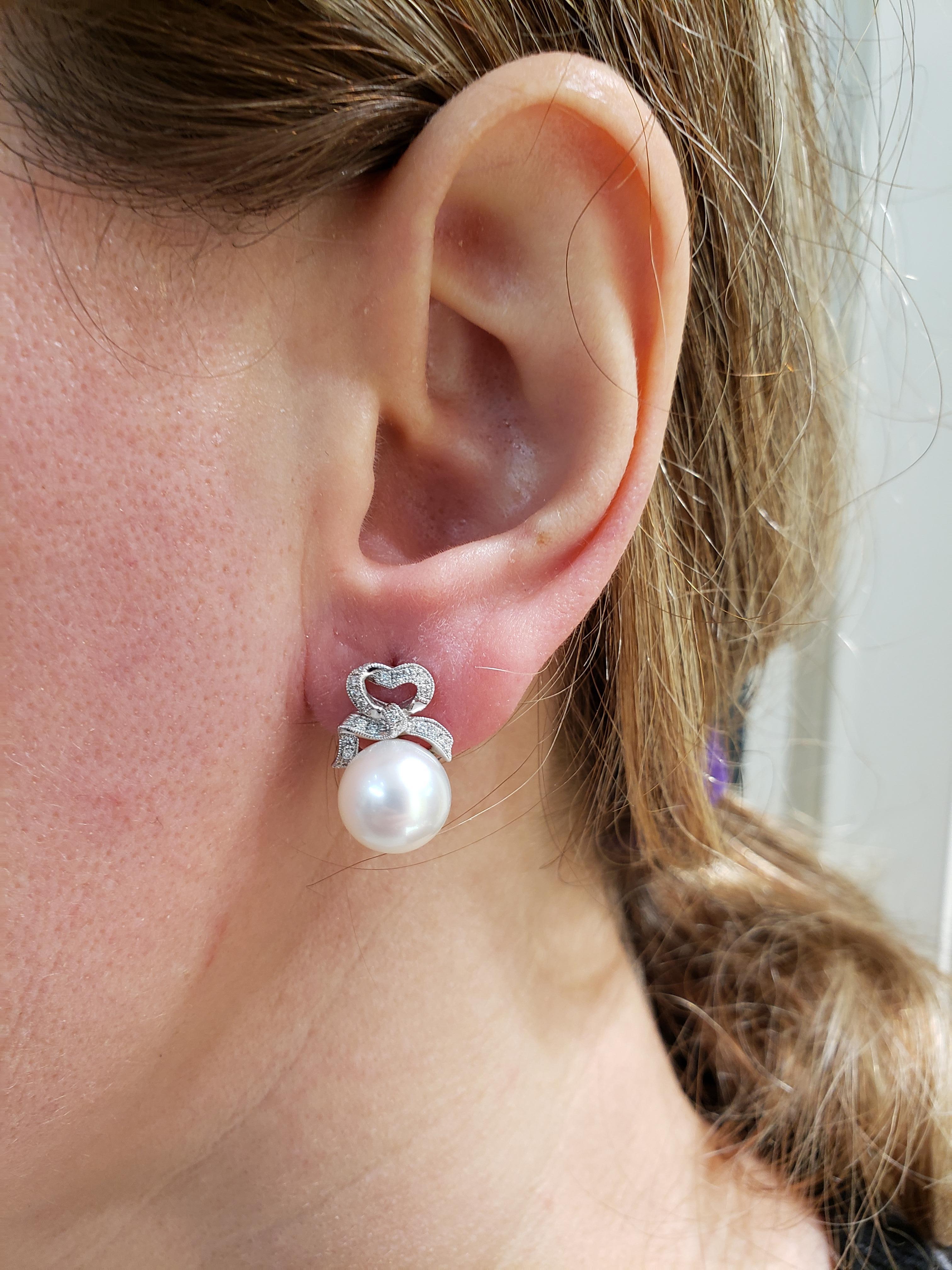 Pearl and Diamond Omega Clip Earrings 2