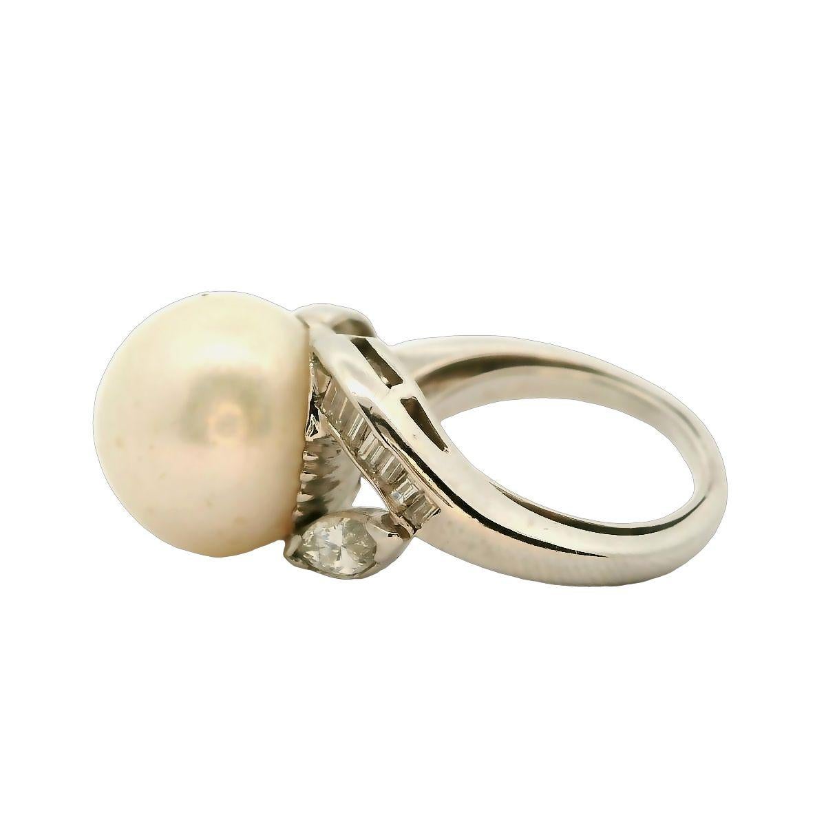 Women's Pearl and Diamond Ring  For Sale