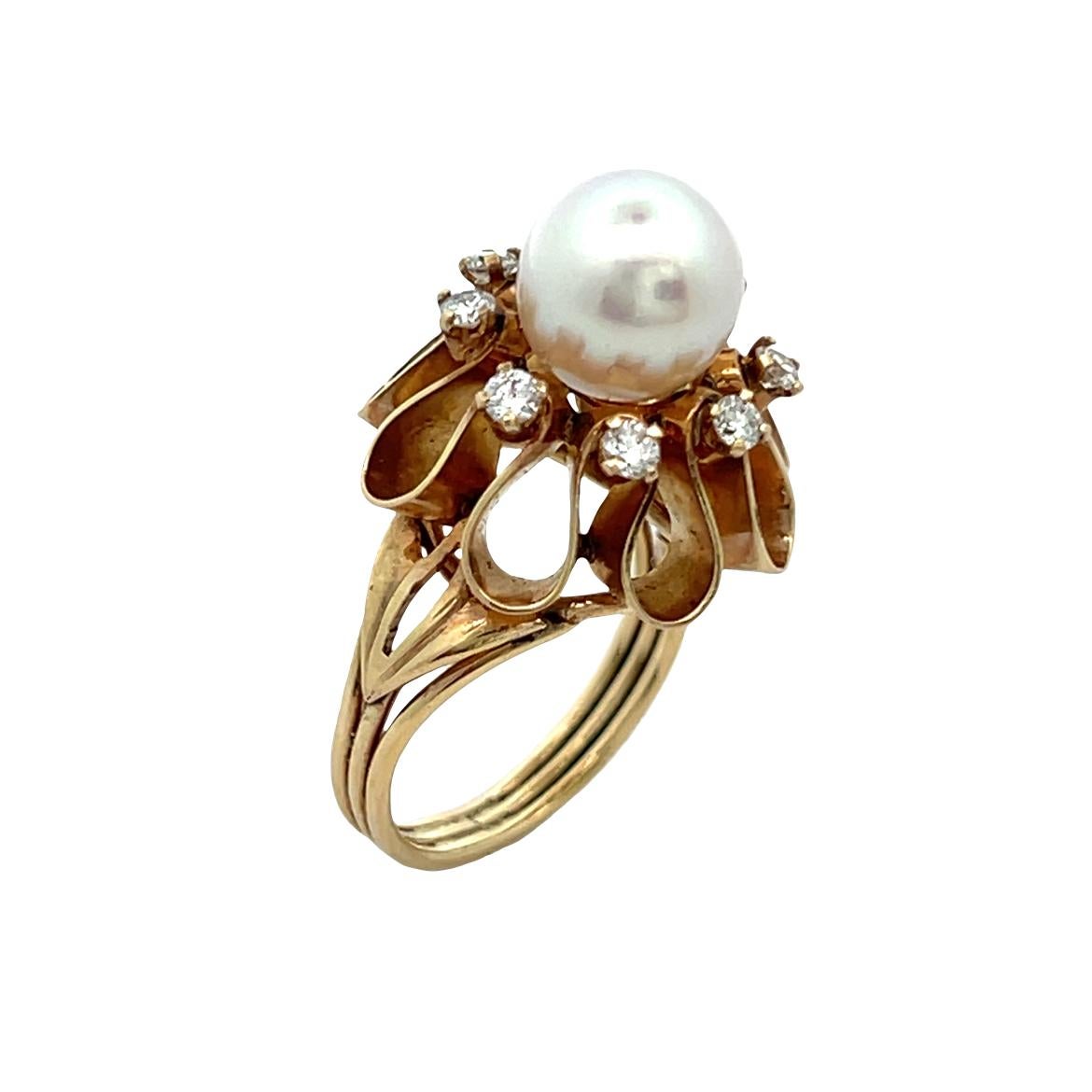 Ring mit Perlen- und Diamanten im Angebot 1