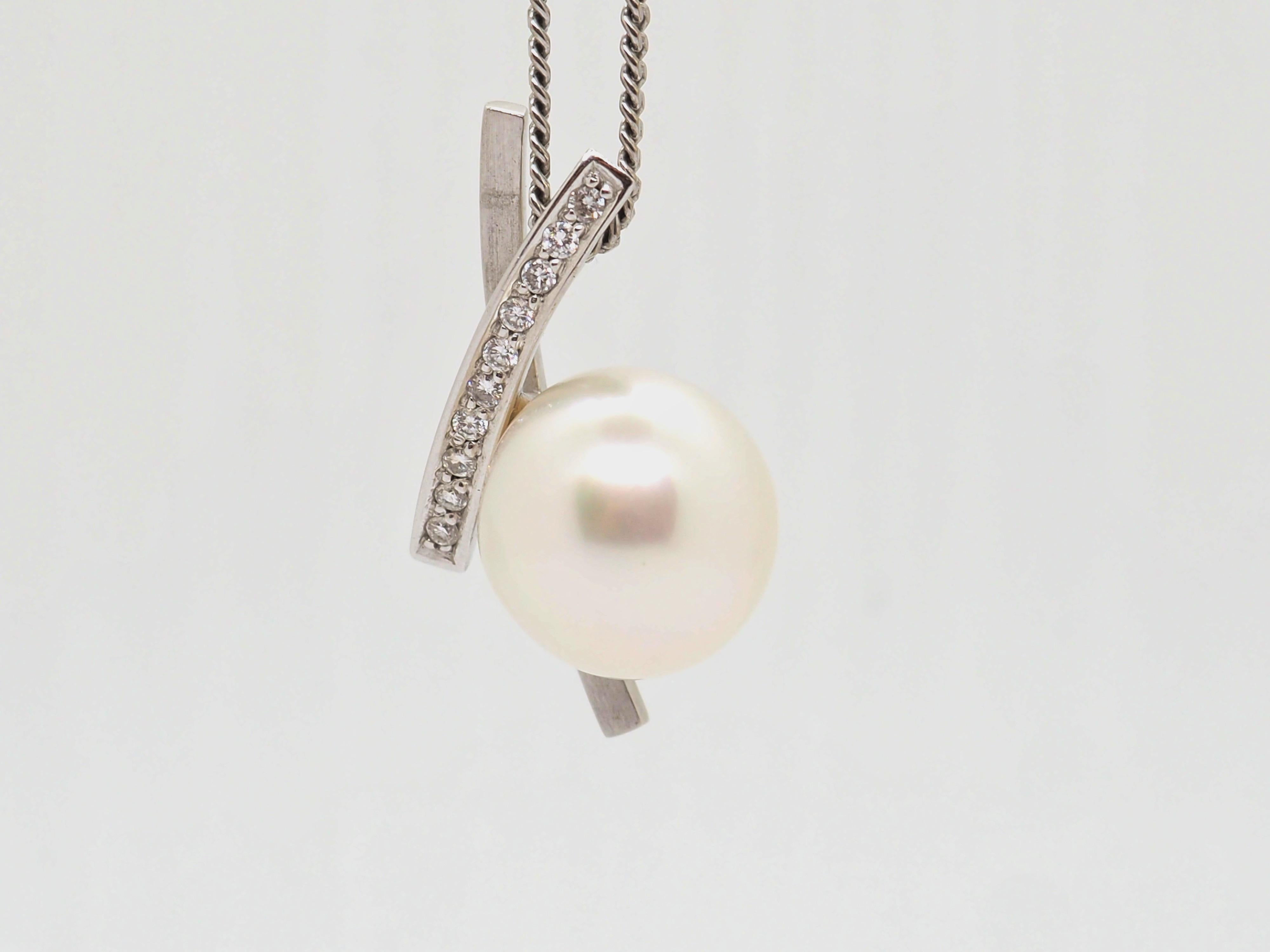 Perle et diamant en or blanc 18 carats Neuf - En vente à Geneva, CH