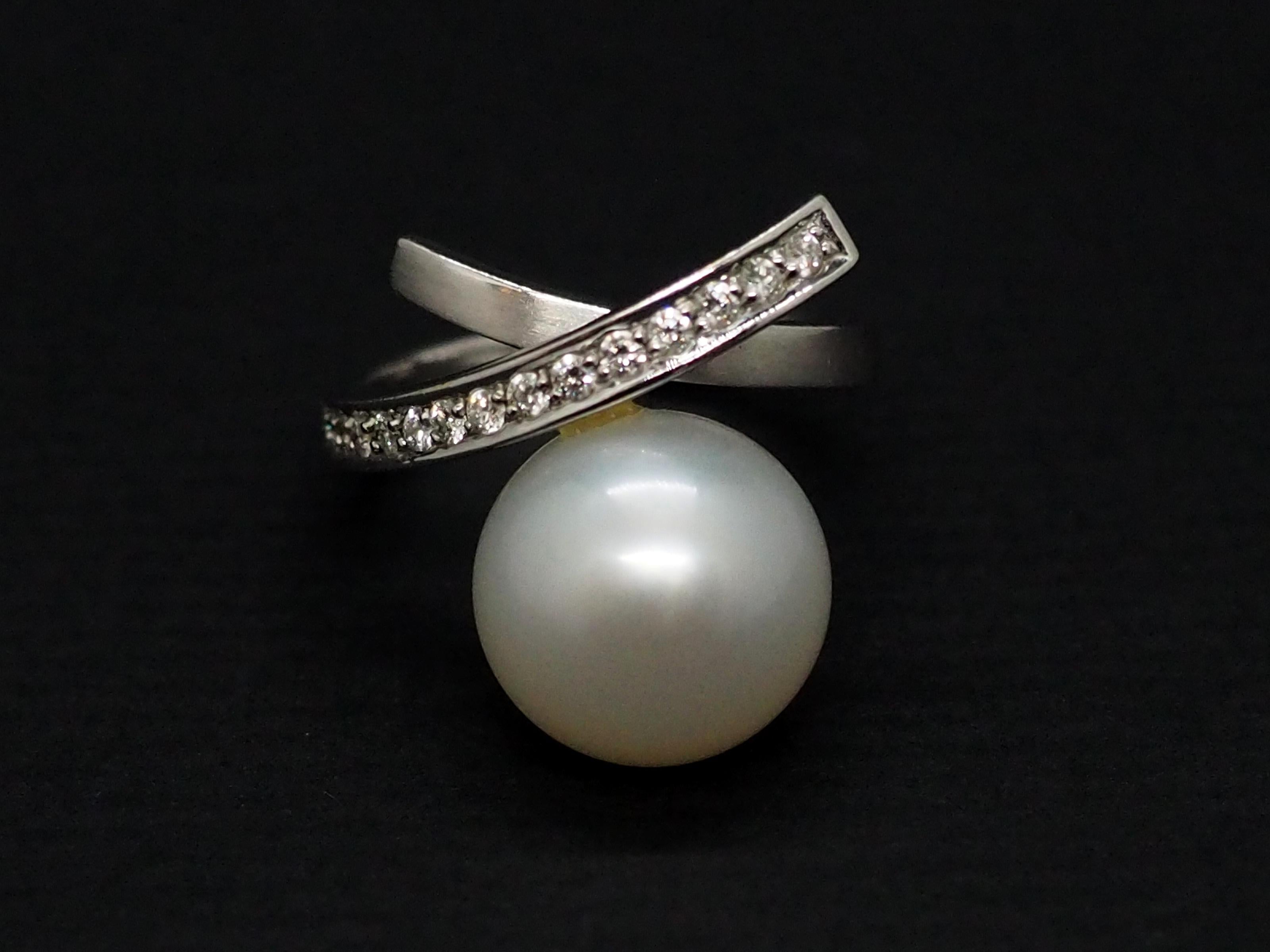 Perle et diamant en or blanc 18 carats en vente 1