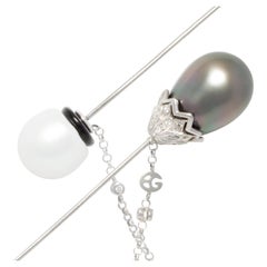 Pearl and Diamond Stick Pin Art Déco Design by Ella Gafter