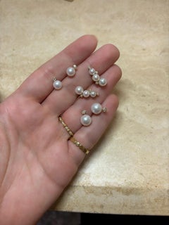 Pendientes de perlas y diamantes, diamantes de 0,10 ctw, oro de 18 quilates, por Michelle Massoura