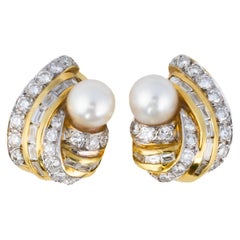 Boucles d'oreilles clips en perles et diamants