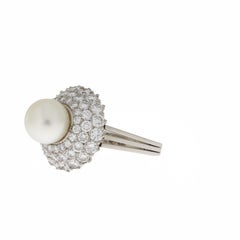 Pearl and Diamond White Gold Cocktail Ring