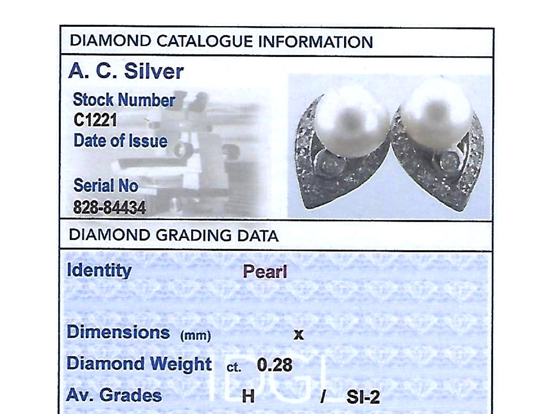 Pearl and Diamond White Gold Stud Earrings 1