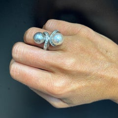 Pearl and Diamond "You and Me" Ring