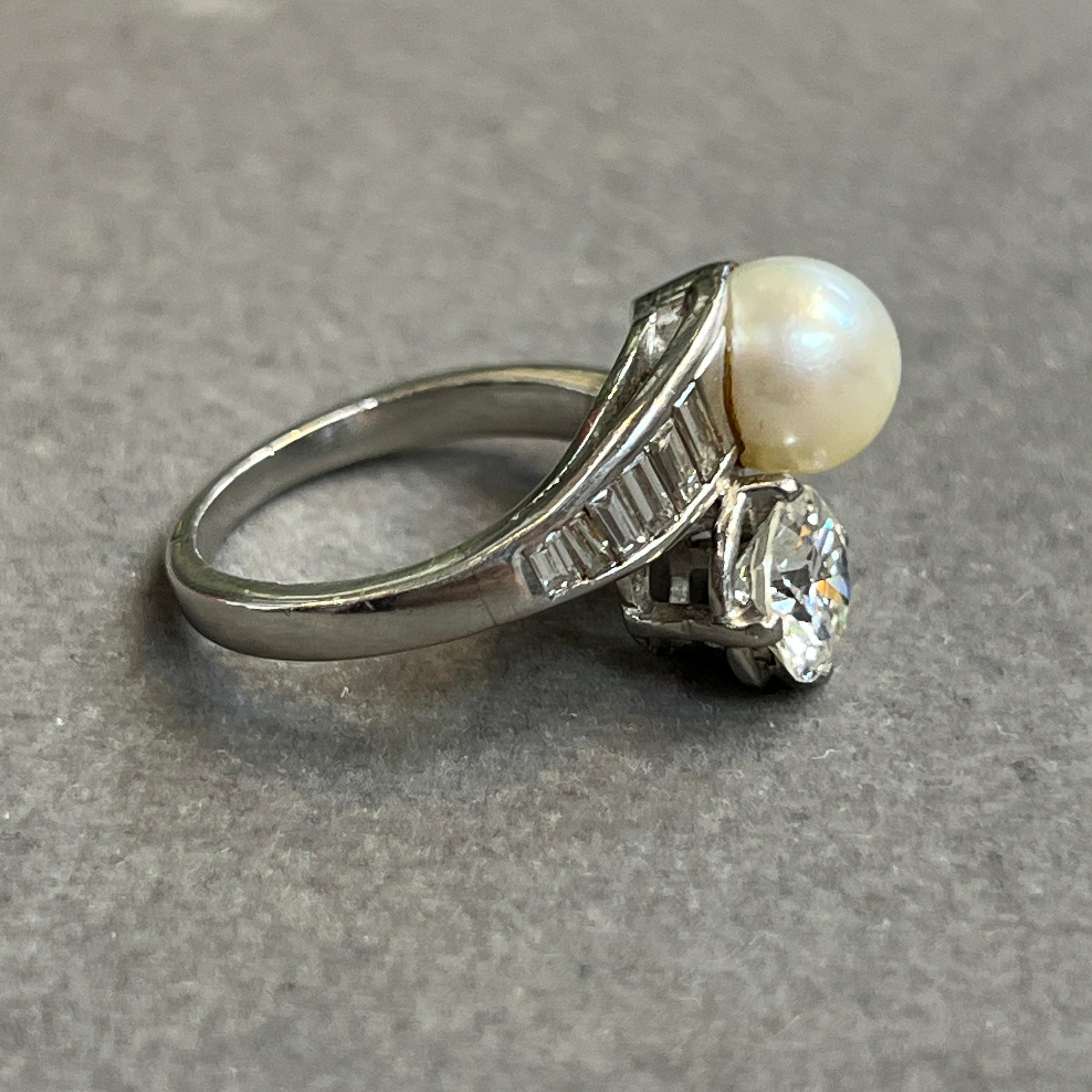 Anello You & Me con perle e diamanti in vendita 1