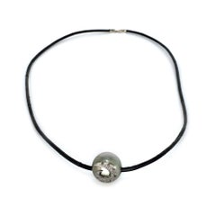 18k White Gold Time Traveler Symbol on Pearl with Diamonds Necklace