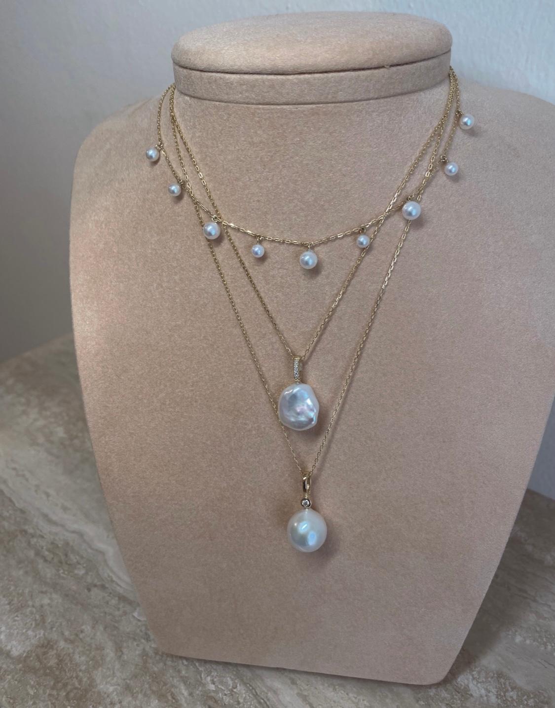 Contemporary Pearl and diamonds, necklace by Michelle Massoura For Sale