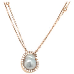 Pearl and Diamonds Rose Gold Pendent Italy