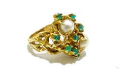 Pearl and Emerald Cocktail Ring