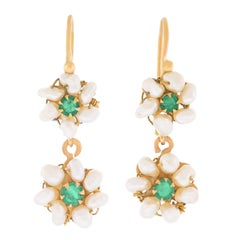 Pearl and Emerald Drop Earrings
