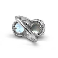 Pearl and Faceted Sky Blue Topaz Ring in Sterling Silver
