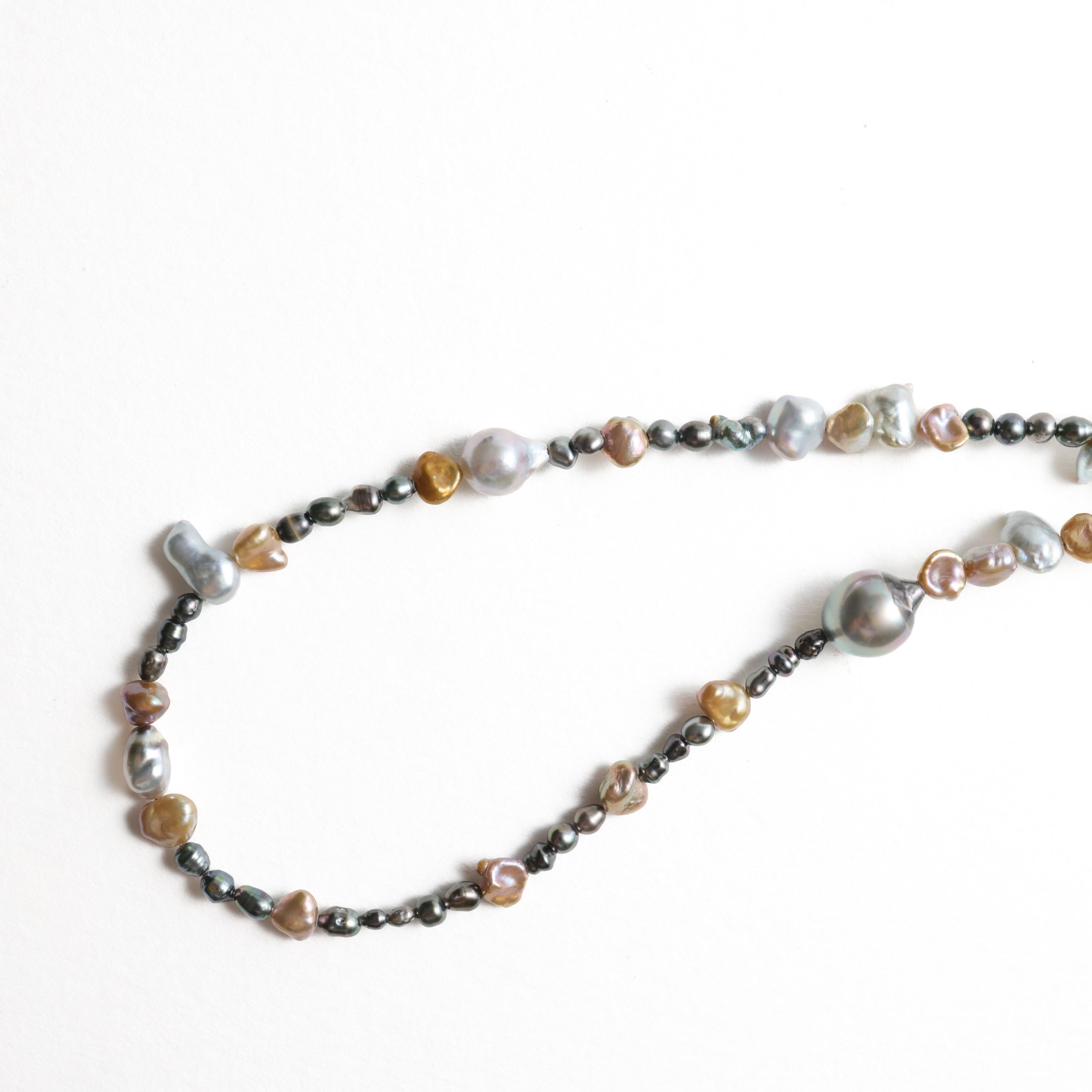 South Sea Keshi, Baroque Tahitian, Vintage Akoya, & Gemstone Necklace 36