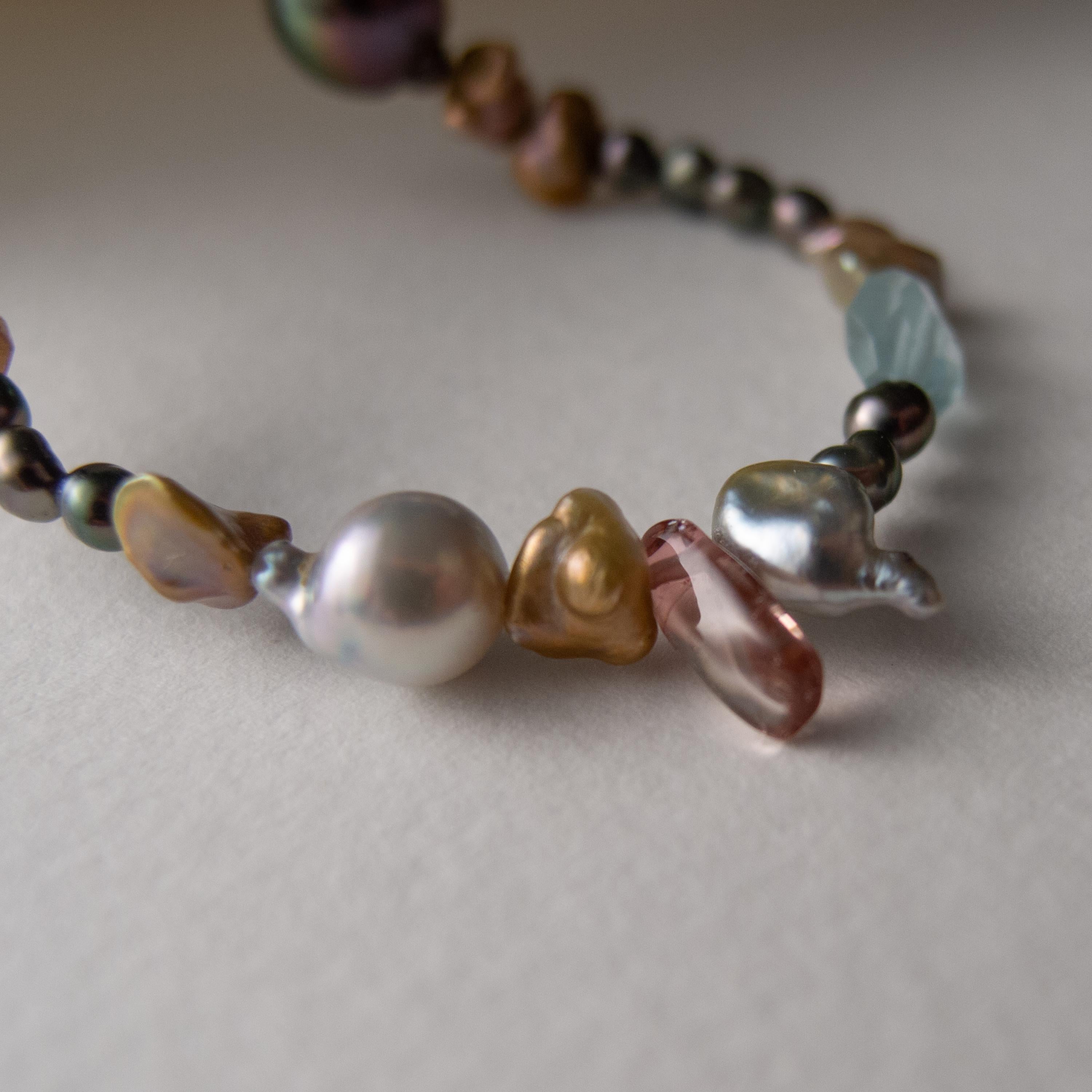 South Sea Keshi, Baroque Tahitian, Vintage Akoya, & Gemstone Necklace 36