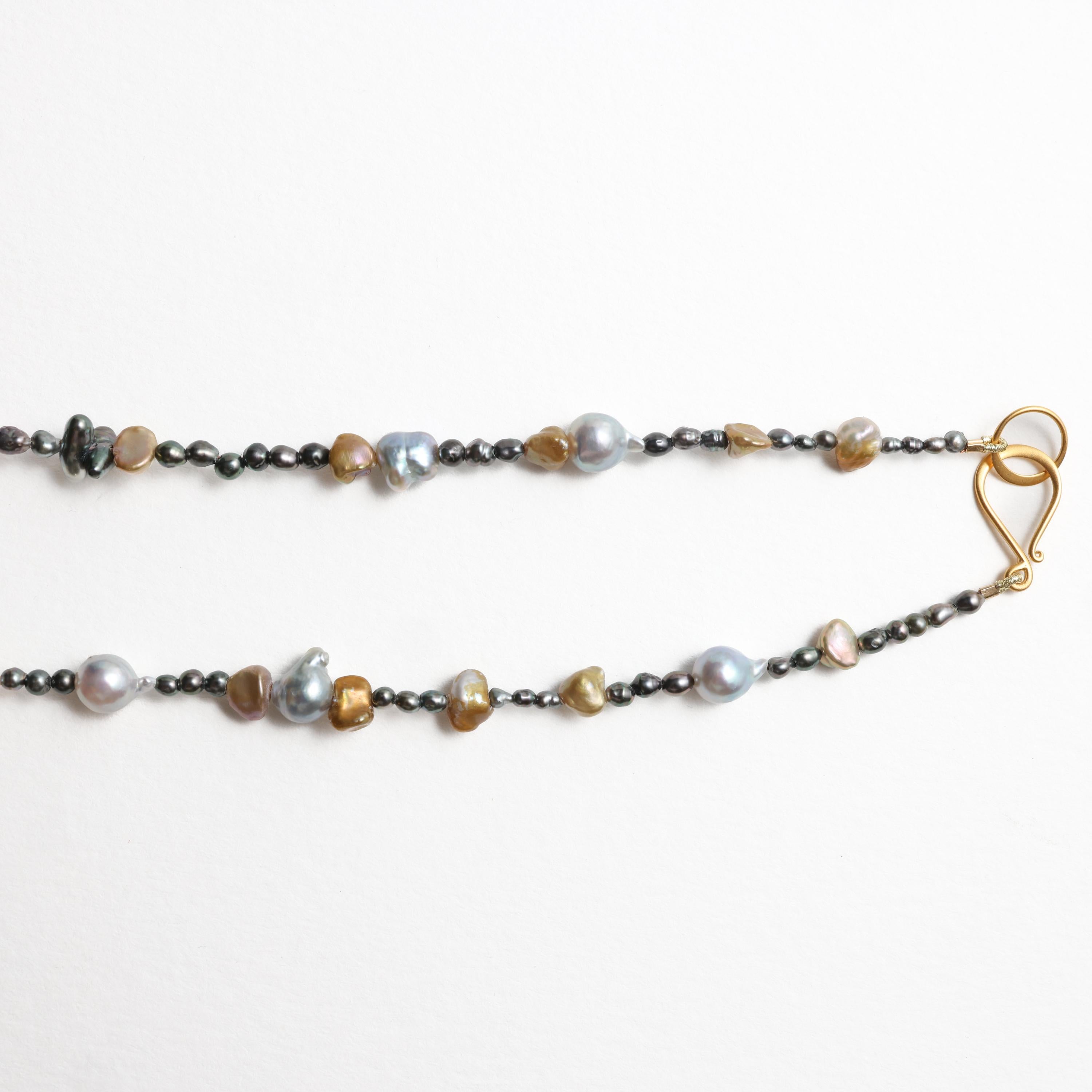 Women's or Men's Pearl and Gemstone Necklace 36