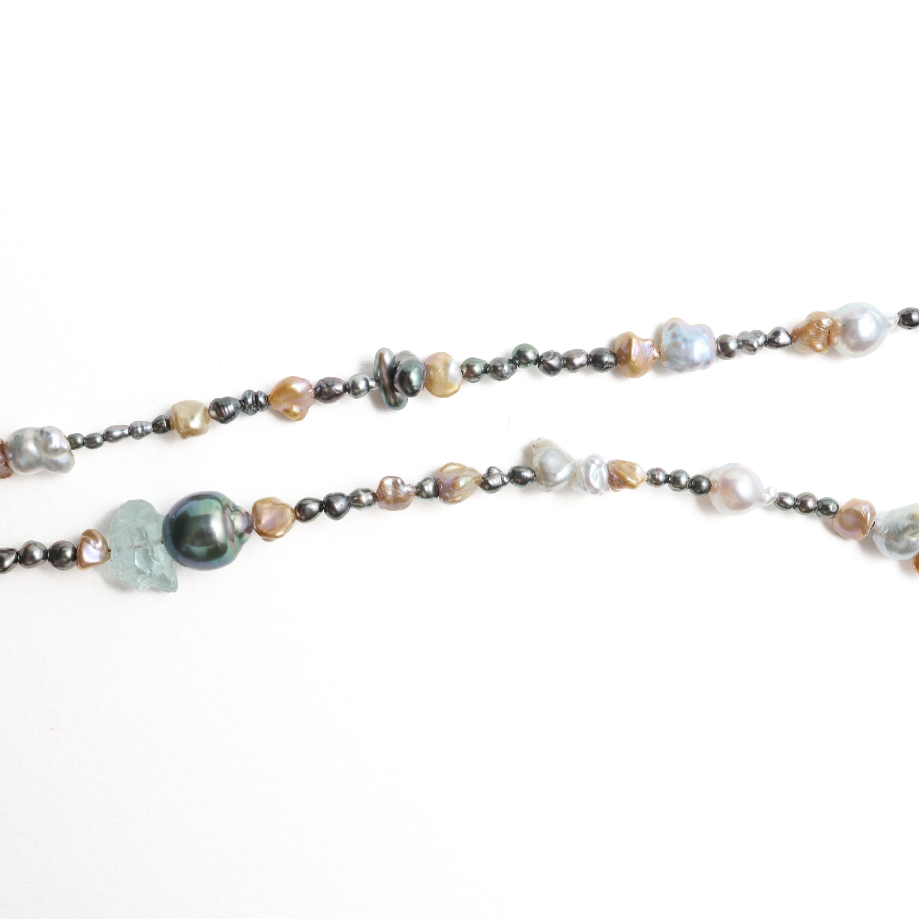 South Sea Keshi, Baroque Tahitian, Vintage Akoya, & Gemstone Necklace 36